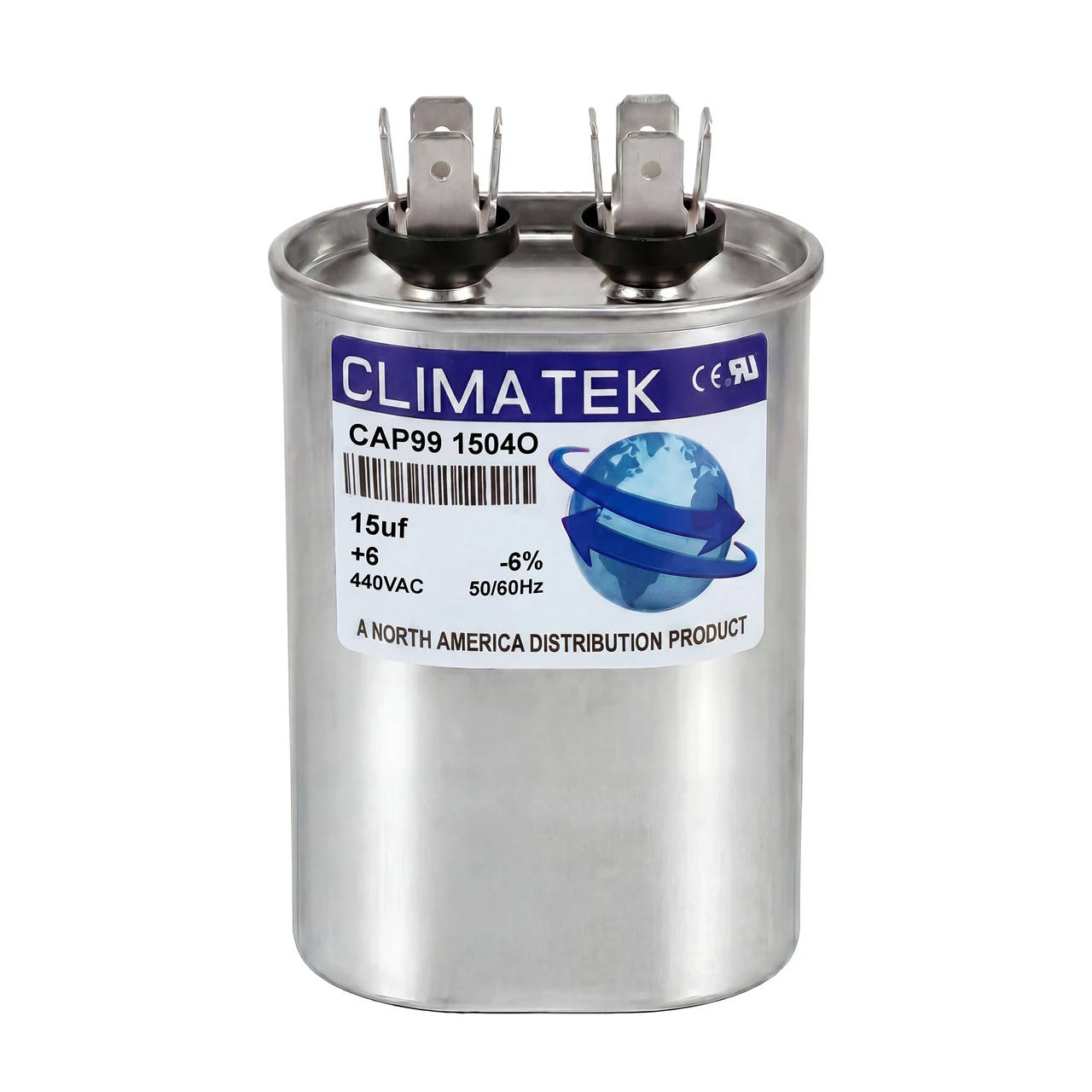 Climatek Motor Run Capacitor 15 uF MFD 440 Volt Oval Fits Aerovox